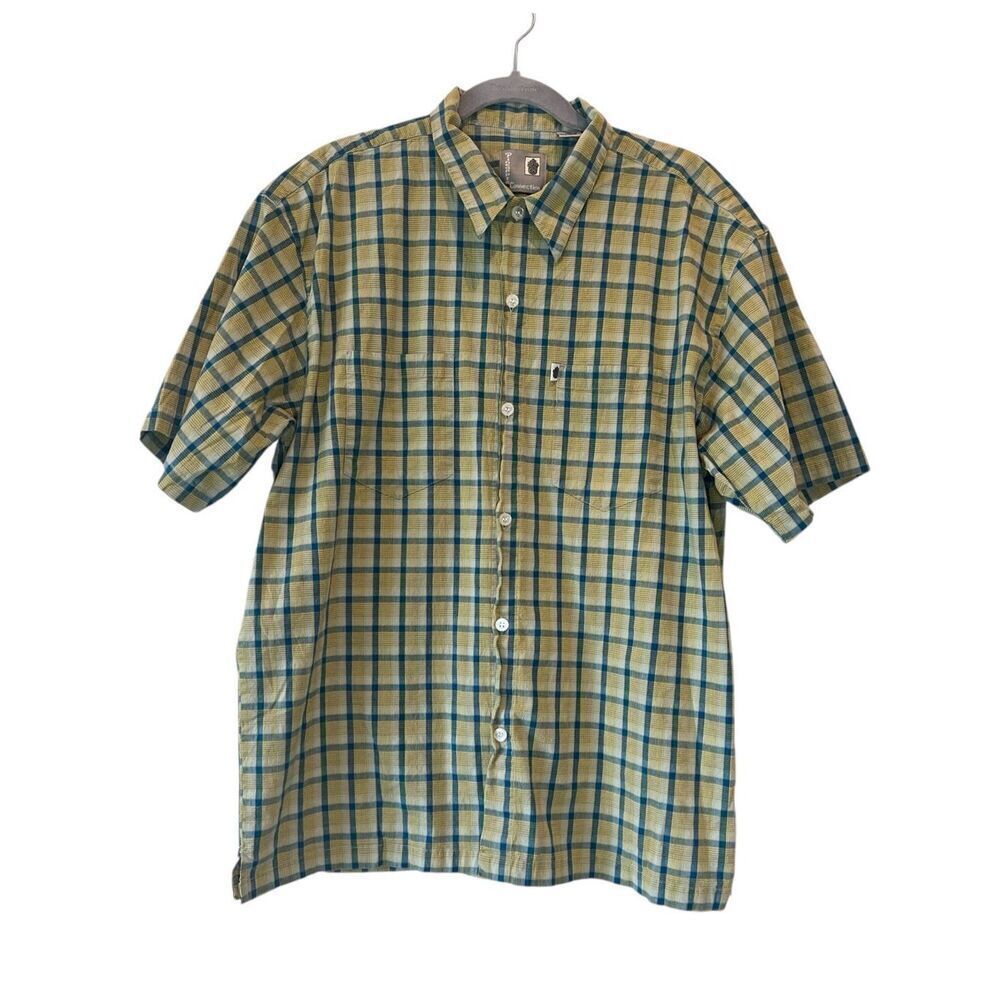 Pineapple Connection Shirt Mens L Plaid Button Down Short Sleeve